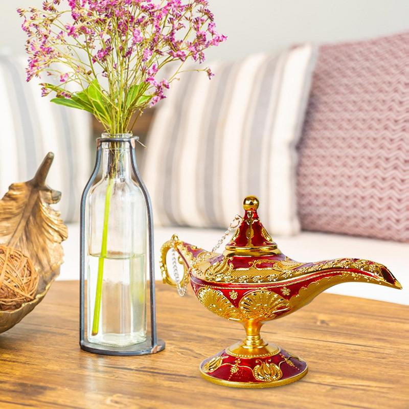 Legendary Aladdin Lamp Vintage Aladdin Lamp Metal Crafts Classic Arabian Costume Props Tabletop Decor for Wedding Party