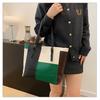 fashion splicing contrasting color women's , new trendy  soft-faced casual shoulder bags, simple hand-carried women's bags