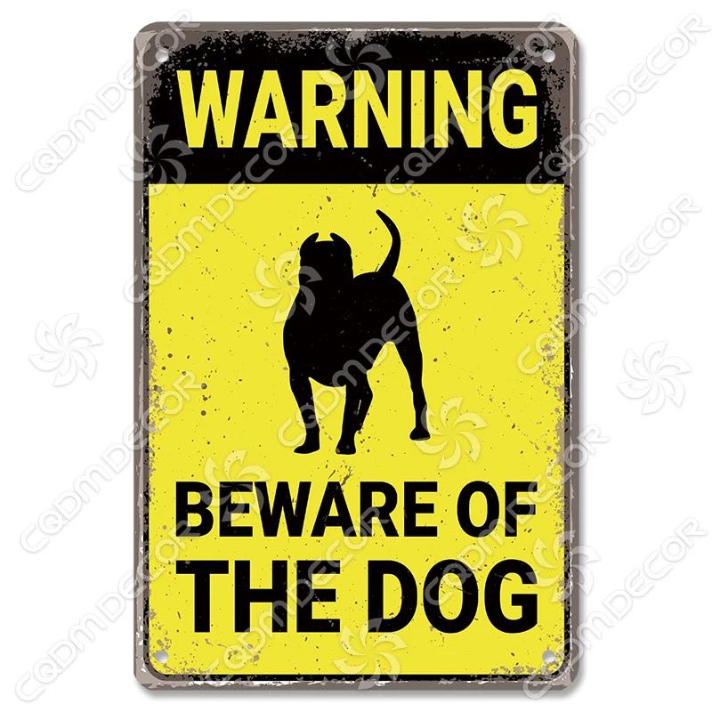 Varning för Hund Varningsskylt Plåtskylt Metallplatta Varning Fara Hundar Vintage Poster Metallplakett Trädgård Bakgård Gård Hem Väggdekor