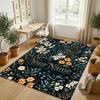 Floral Artwork Theme Soft Crystal Velvet Rug Custom Name & Text Print Non Slip Floor Rug for Bedroom Living Room