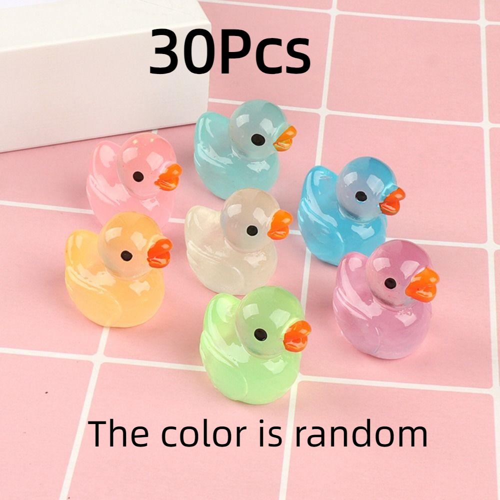 

10/50 шт. Світні міні-качки, різнокольорові смоляні прикраси, мініатюрна фігурка качки, казковий сад A(30Pcs)