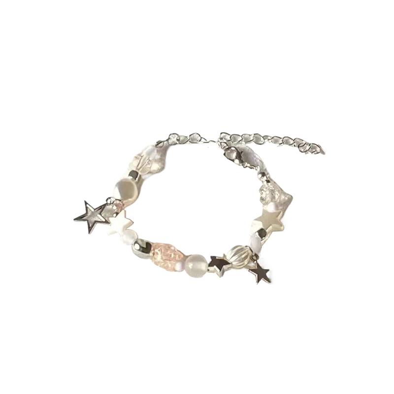 Light Luxury Five-Pointed Star Beaded Bracelet; Adjustable Size; Unique Fashion Gift For Men & Women