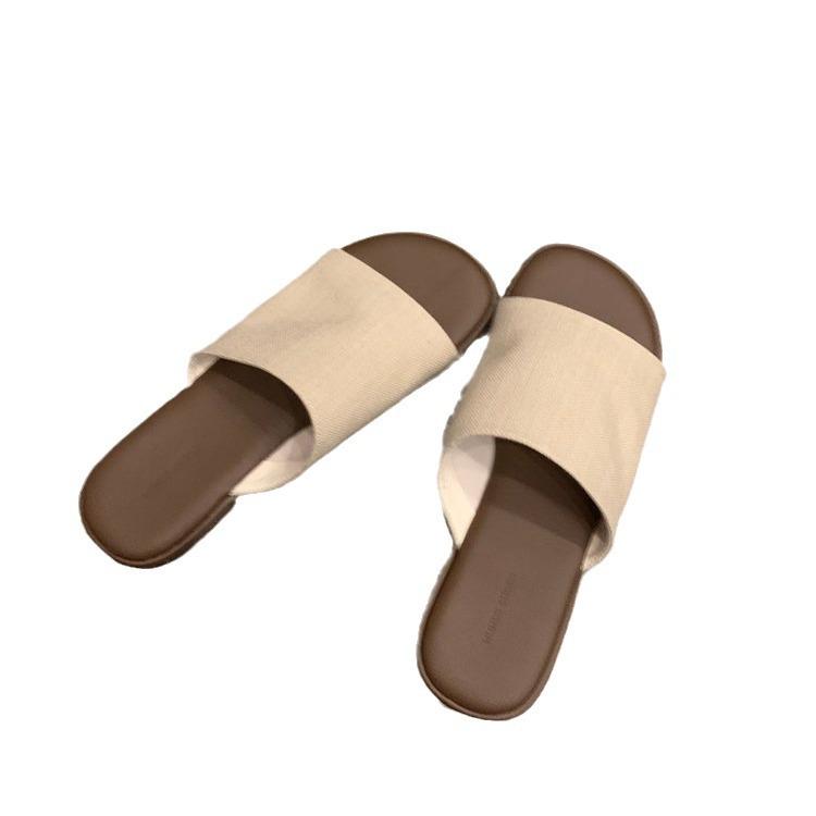 Französische Retro-Casual-Ein-Wort-Slipper mit flacher Sohle für Damen-Sommerbekleidung 2025 neu, cool für Strandurlaub am Meer