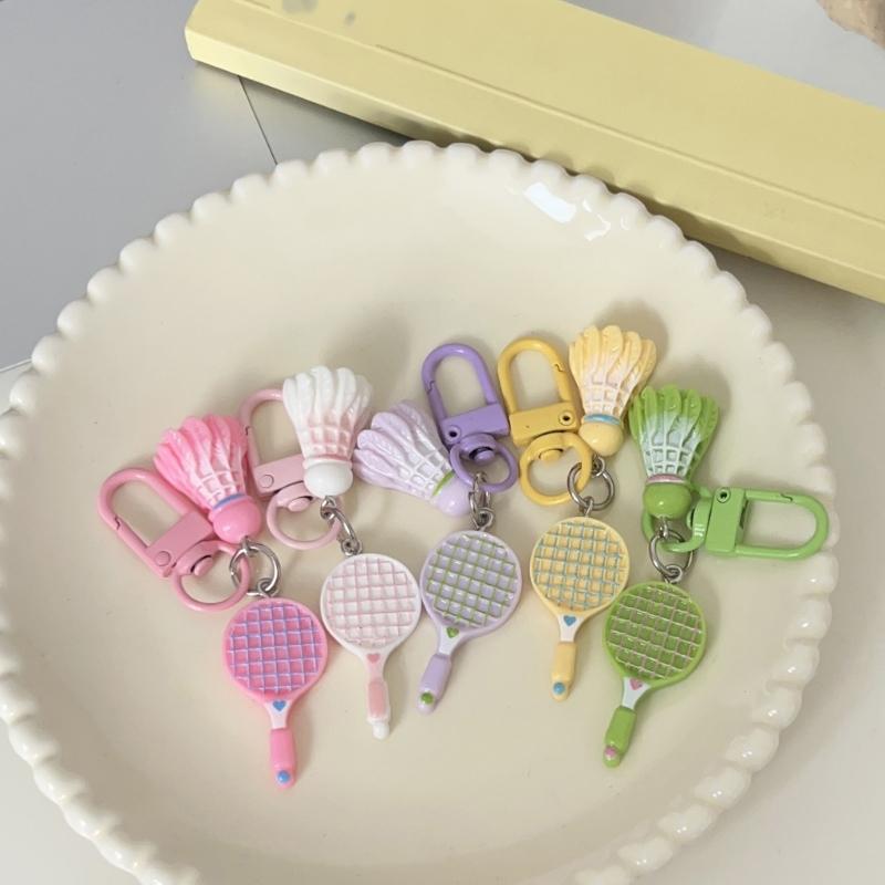 Motivational Badminton Keychain Cartoon Inspired Resin Plastic Hanging Decoration For Athletes Students Friend