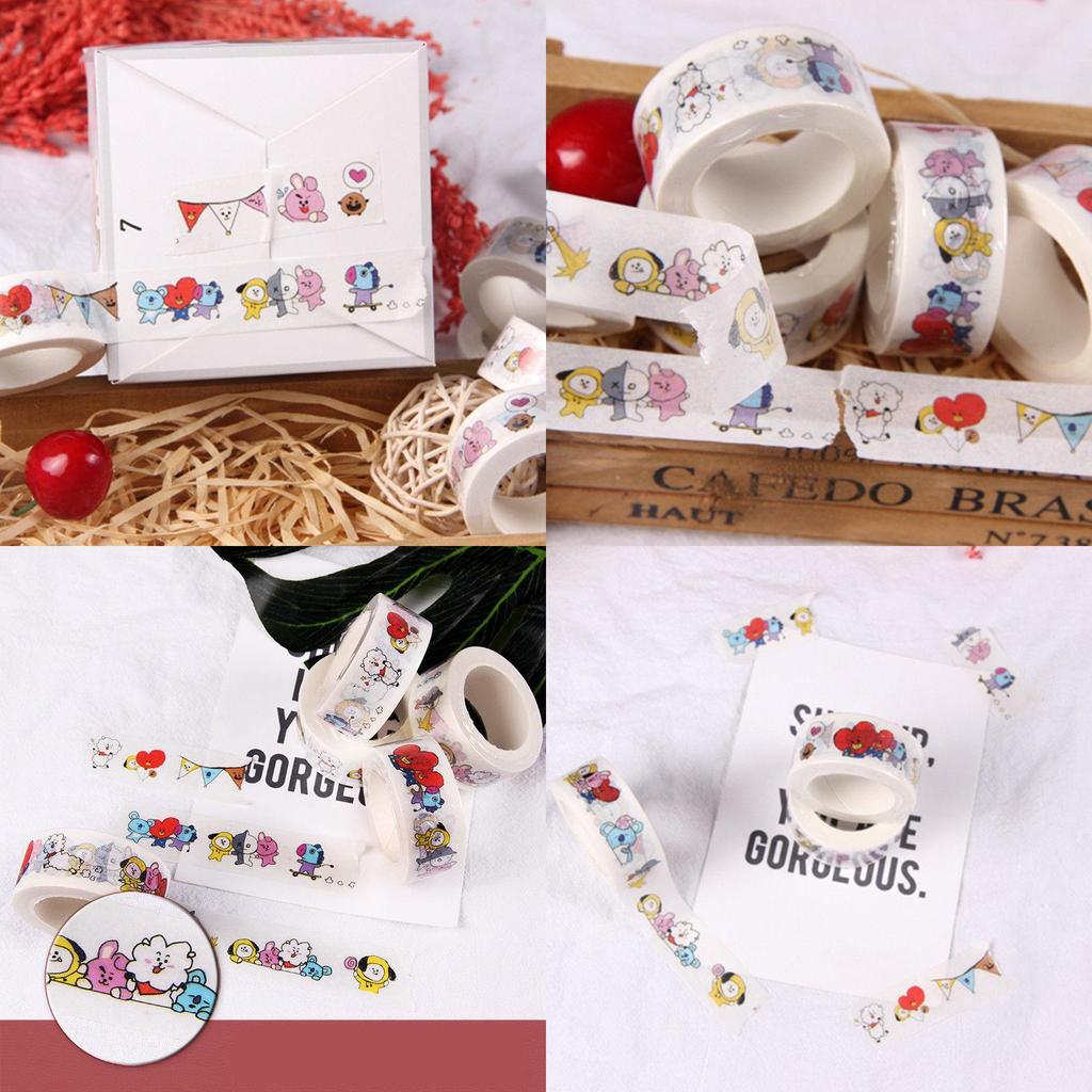 Washi tape Kpop Bts Paper maksing Cute Diy scrapbook stickers Rj Tata Cooky