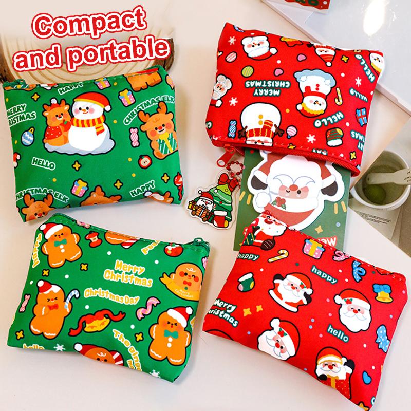1/4Pcs Cute Mini Christmas Coin Purse Portable Lipstick Earphone Protector Cover Creative Cartoon Storage Bag Kids Gifts