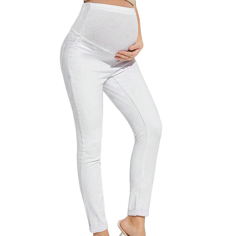 Pregnant Women High Waist Support Belly Jeans Maternity Hip Lifting Elastic Denim Pants Daily Work Wear Streetwear Loungewear