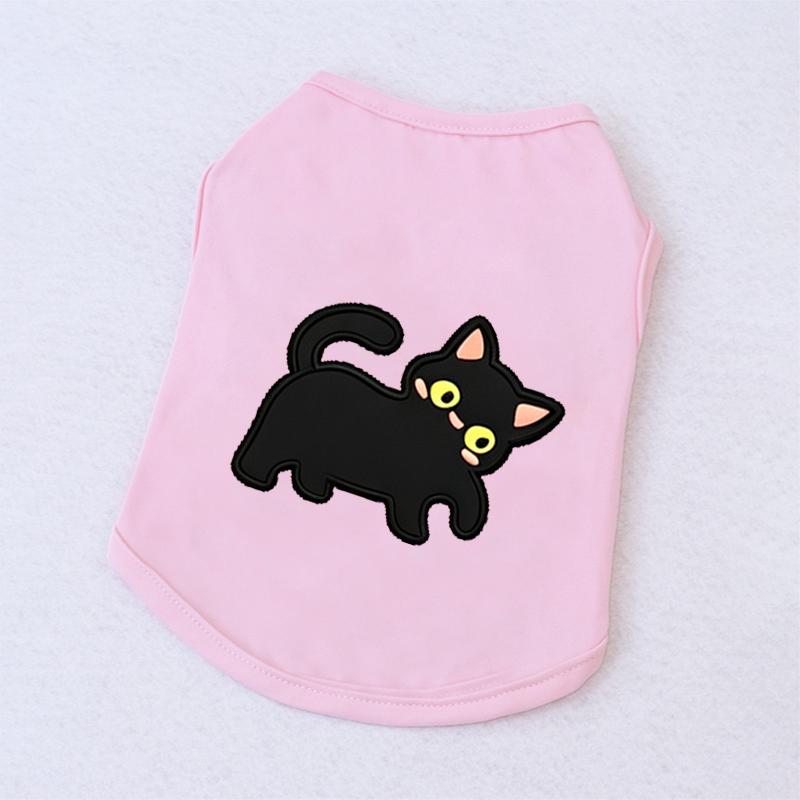Halloween Pet Vest Cute Black Cat Cartoon Print Sleeveless Shirt Soft Breathable Costume For Kitten Puppy Party Daily Outfit