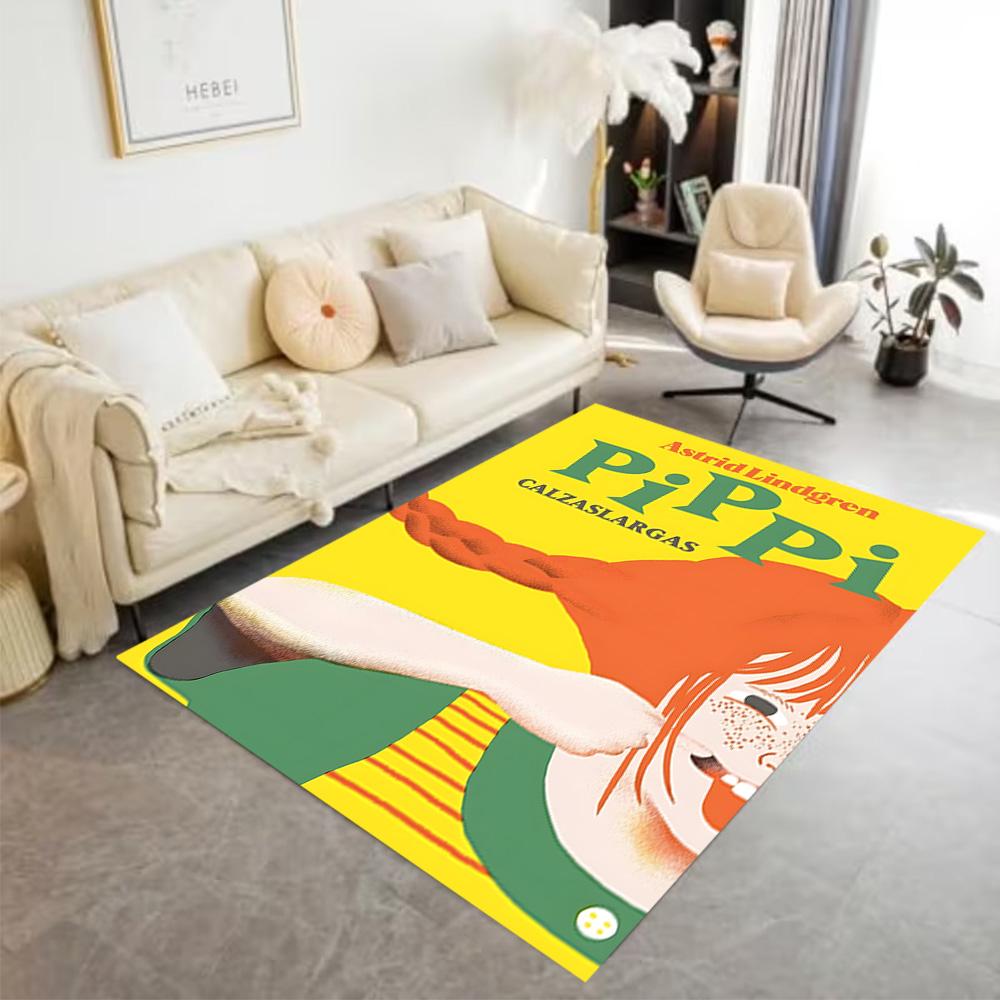 Pippi Adventure Floor Rug Office Rug Design for Living Rooms Outdoor Hallway Balcony Anti-slip Rug Anime Office Decor Perfect Gift for Women/Men