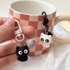 1pc/2pcs Cute Black White Cat Keychain Funny Creative Versatile Pendant Backpack Hangings Key Ring Accessories Jewelry Gifts