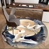 1pc Anime Crane Design Round Carpet Office Chair Mat, Non Slip Rug for Home Decor, Gift, Office, Living Room, Bedroom