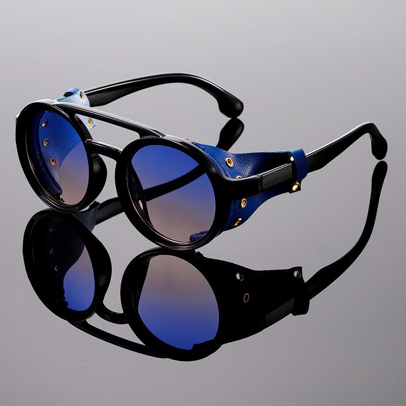 Unisex Vintage Steampunk Sunglasses Men'S Designer Designer Retro Round Leather Sun Glasses Steam Punk Outdoor Goggles Uv400