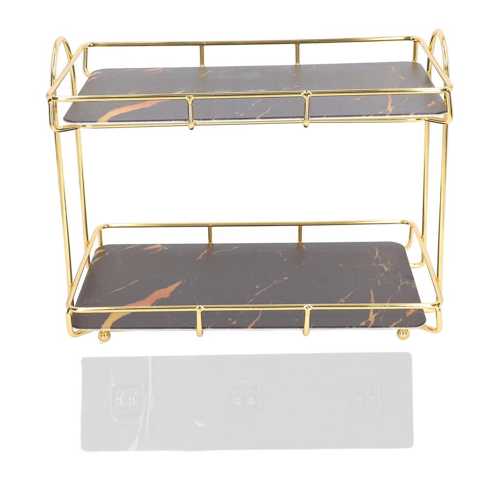 2-stöckiges Badezimmerregal stehendes Regal mit Trennwand Kosmetik-Aufbewahrungsregal Halter Gold
