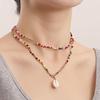 Bohemian Double-Layer Colored Rice Beads Shell Necklace - European & American Beach Style