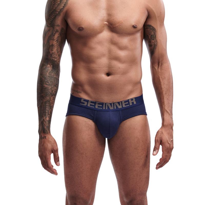 Heren sexy effen kleur puur katoen hoge kwaliteit slip, zak U convex trendy herenslip