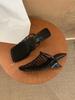 Fashion Slip On Elegant Outdoor Slippers Summer Designer Narrow Band Wedges Heel Women Slippers Casual Outdoor Dress Ballet Mules Shoes