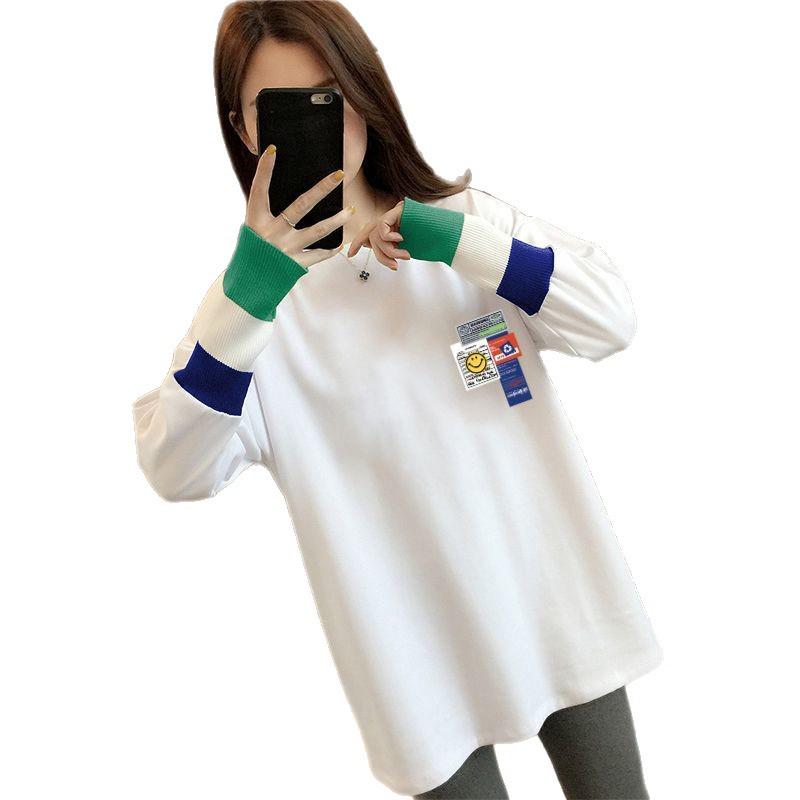 Dámské tričko s dlouhým rukávem slim-fit střední délky - Módní podzimní/zimní ležérní top