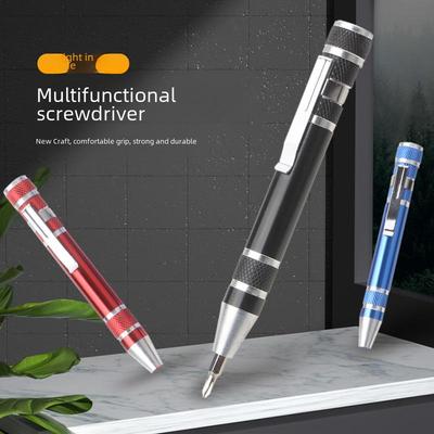 8-in-1 Multi-Purpose Aluminum Alloy Screwdriver Pen with Flat and Cross Heads