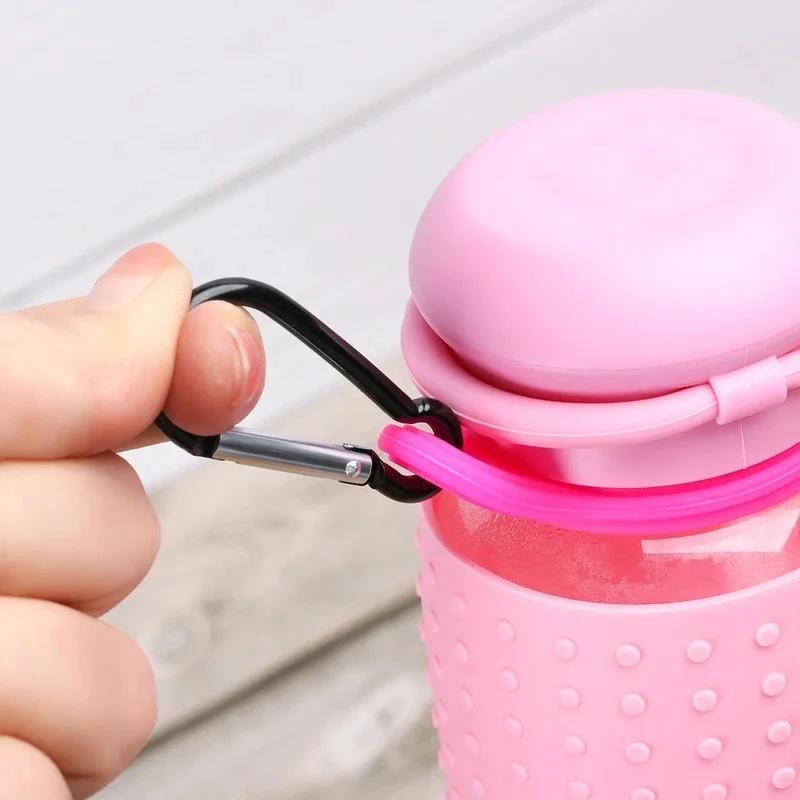 1/2/3pcs High Quality Aluminum Sports Kettle Buckle Outdoor Carabiner Water Bottle Holder Rubber Buckles Camping Hiking Tool 4