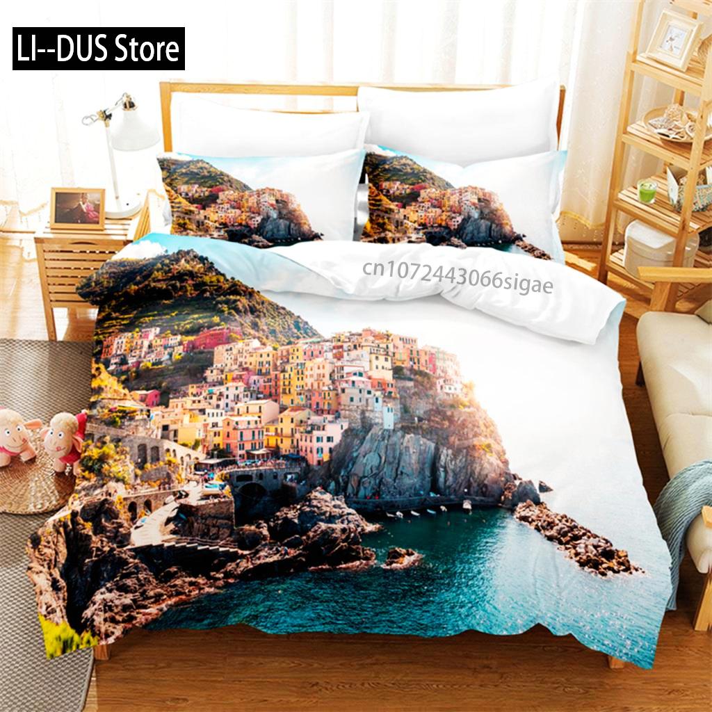 Beautiful Coastline City Bedding Set Duvet Cover Set 3d Bedding Digital Printing Queen Size Bed Set Fashion Design