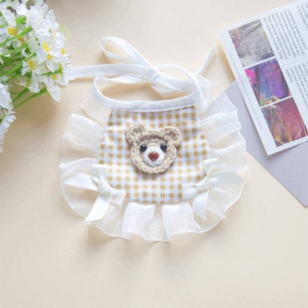 Cute Lattice Pet Scarf Lace Up Adjustable Animal Bib Cats Clothing Pet