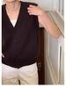 Women's Wool Vest: Autumn Winter V-Neck Cardigan with Cashmere, Loose Sleeveless Design, Shoulder Pads, Knitted Sweater.
