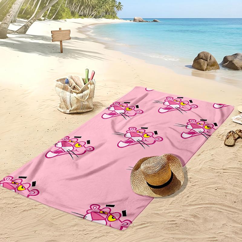 Pink Panther Aufdruck Schnelltrocknendes Strandtuch Super Saugfähig Weich Leichtes Badetuch für Pool Sommerreisen