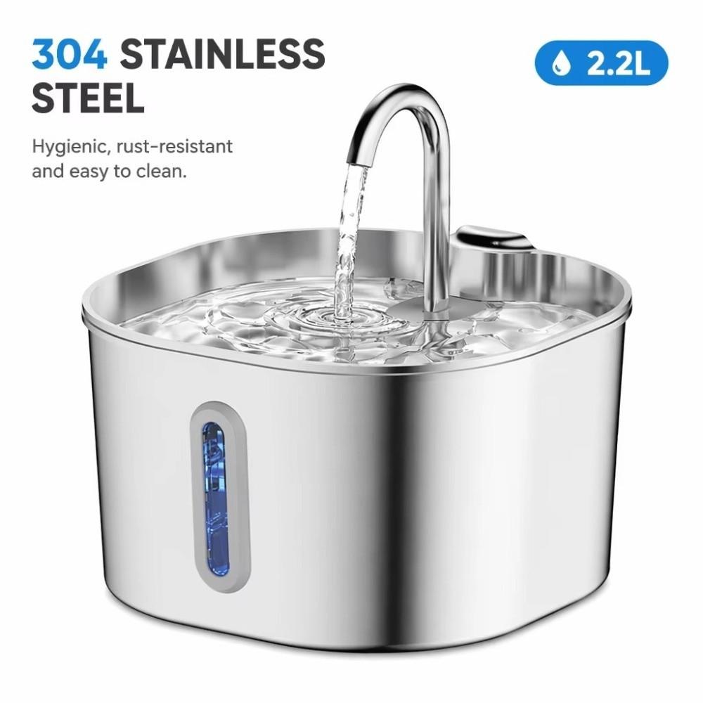 Stainless Steel Pet Water Fountain Automatic Water Flow Pet Drinking Fountain Home Pet Use