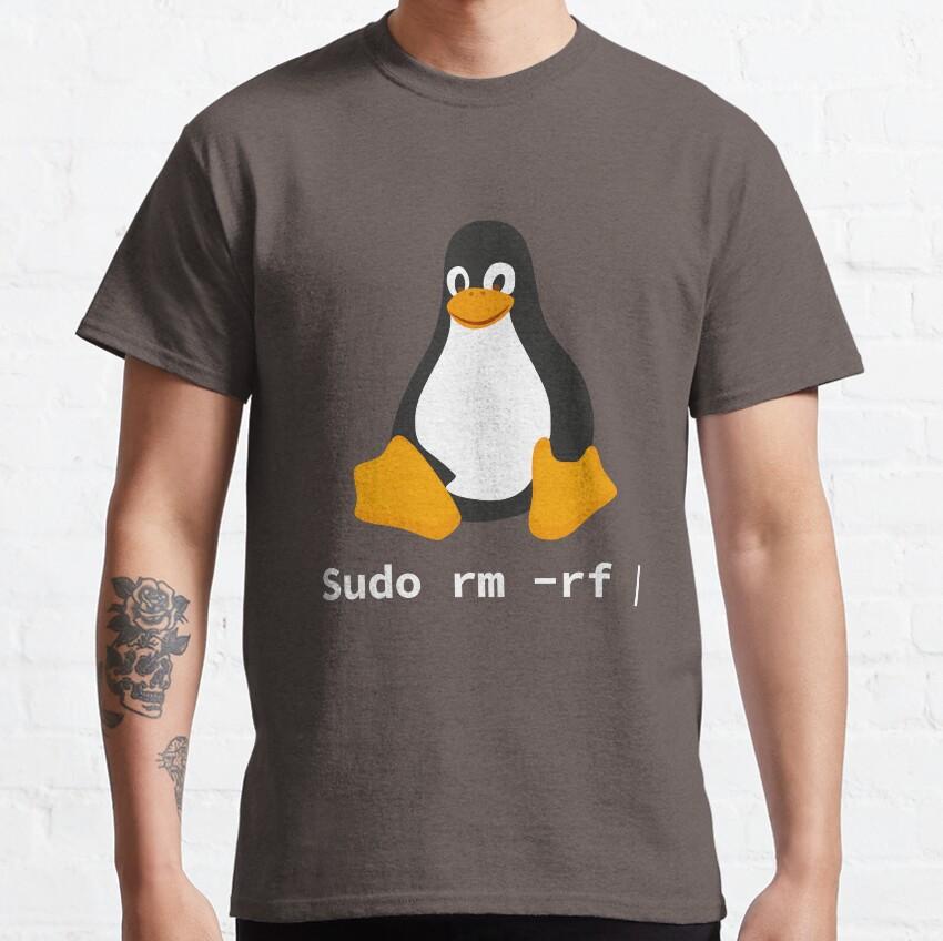 Компьютер - sudo rm -rf Пингвин Tux Linux - программист печатная футболка для мужчин 100% хлопок одежда больших размеров S