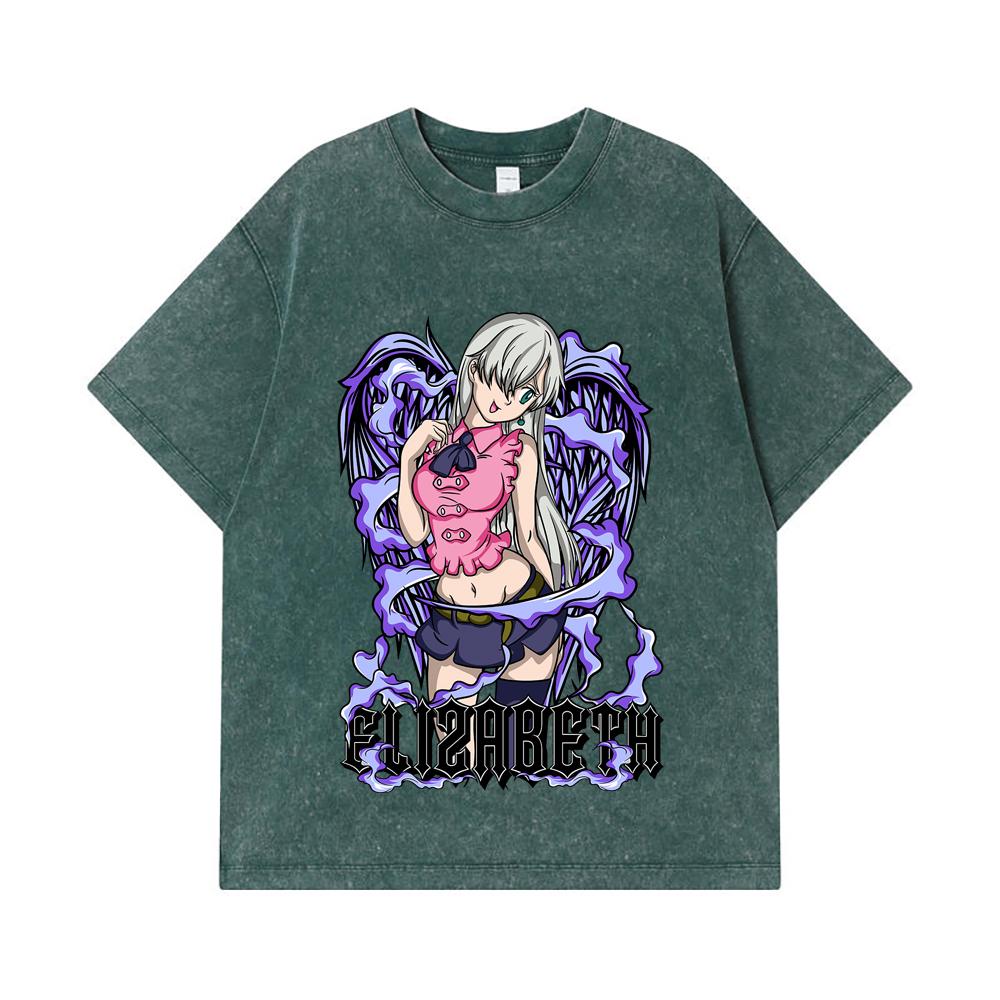 GSM Washed Tshirts Cotton Seven Deadly Sins V Elizabeth Print Unisex Heavy Cotton T Shirt