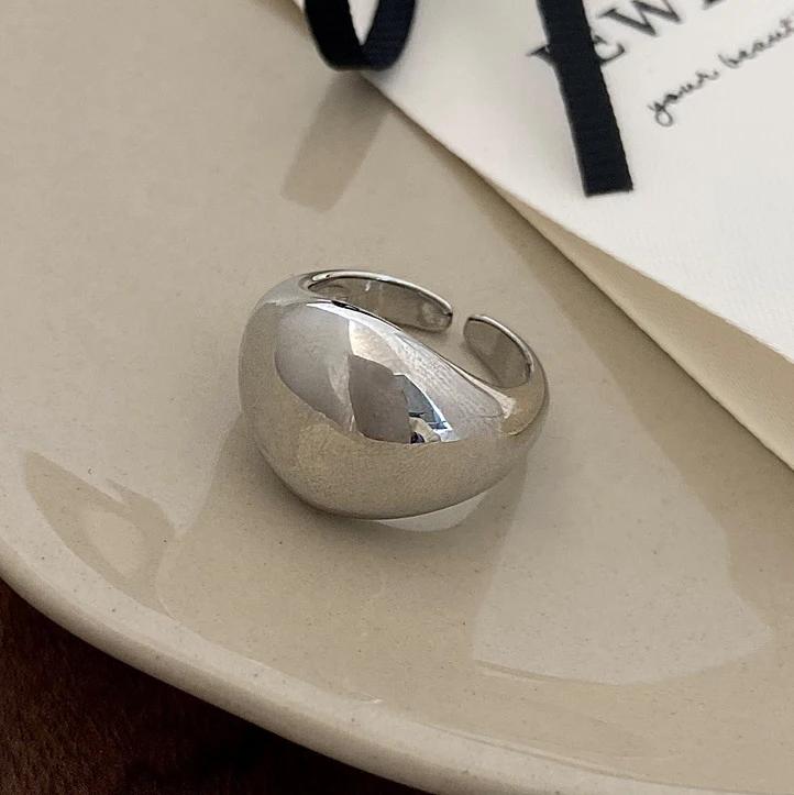 Real  Sterling Silver 18K Gold Round Opening Rings for Women Exaggerated Trendy Fine  Geometric Accessories