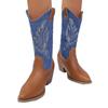 Autumn Embroidered Western Cowboy Boots Knight Boots Vintage Chelsea Martin Style Stripes