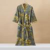 Cotton Fashionable Printed Half Sleeve Kimono Bathrobe for Spring and Summer Thin Home Wear Absorbent Quick Drying Sleeping Robe