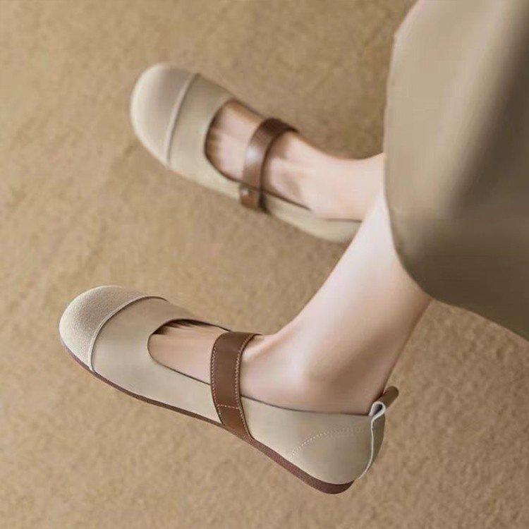 

Popular retro Birkenstocks women s 2025 spring new one-word strap flat Mary Jane single shoes Boken Doudou shoes 40