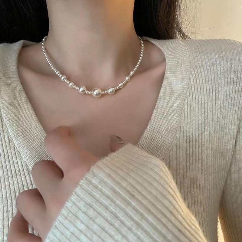 French Pearl Necklace Earrings Light Luxury Niche Collarbone Chain Gentle Temperament Versatile Neck Chain Accessories Women