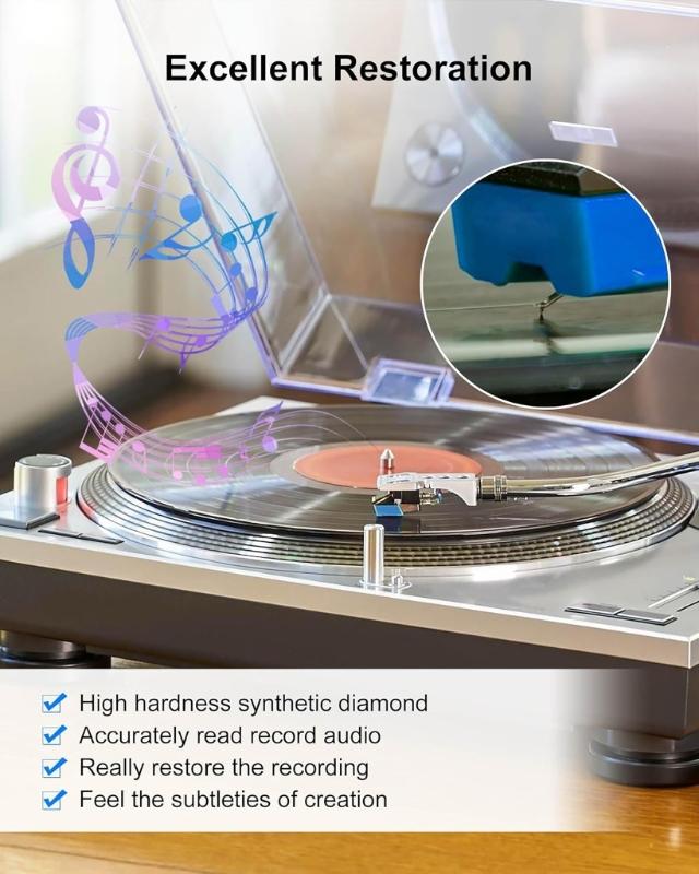 Turntable Styluses Needle Diamonds Needle with Brush Record Player Replacement Needle Plastic Texture Easy Installation