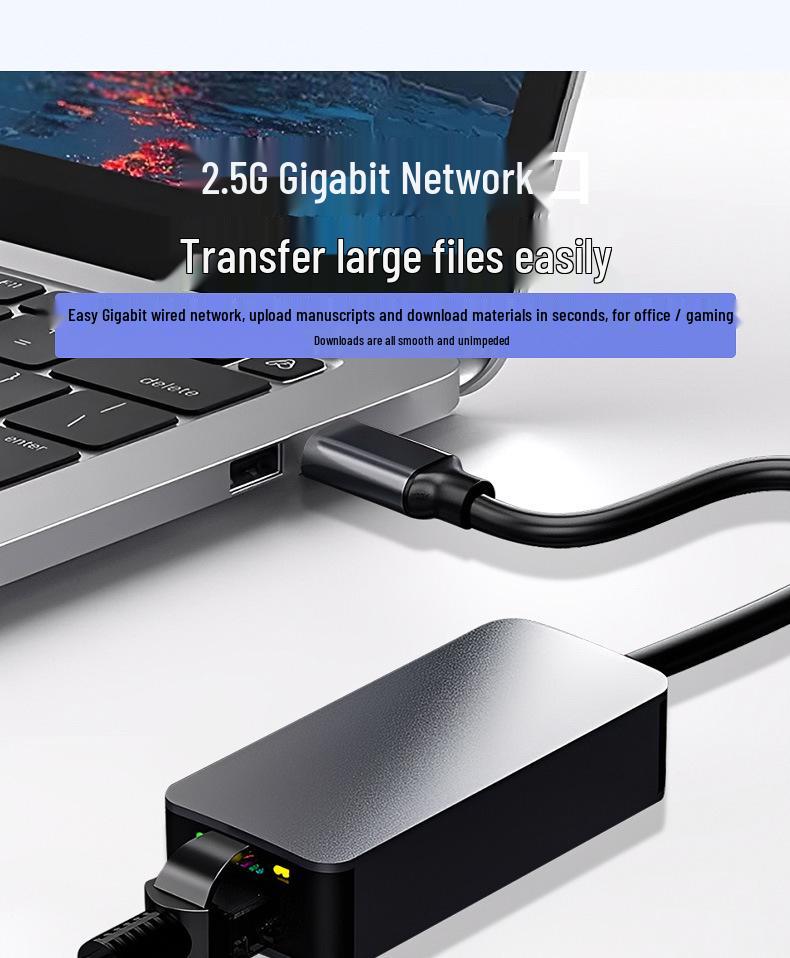 USB-C 3.1 to 2.5G Ethernet Network Card – 2500M High-Speed Adapter