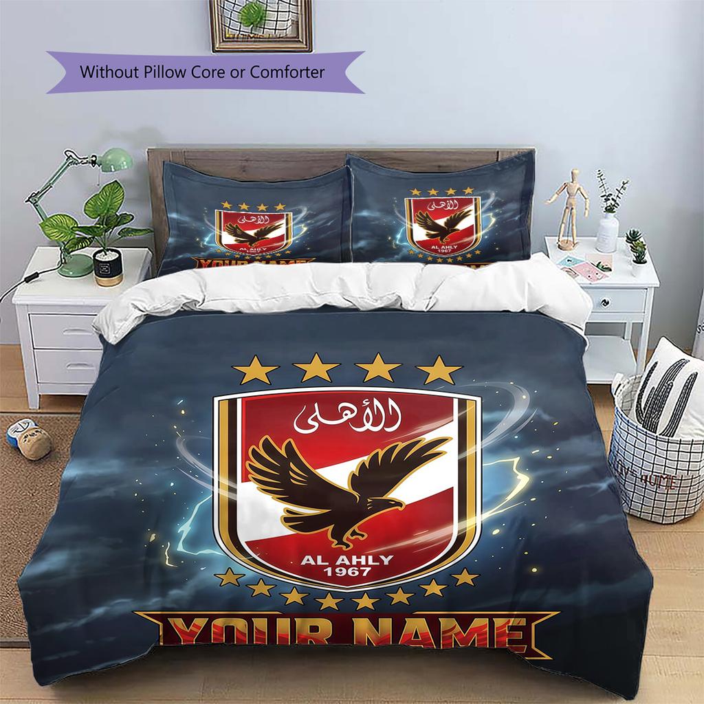 Custom Name Al Ahly SC Pattern Bedding Quilt Set  Home Decoration  Gift (1 * duvet cover + 2 * pillowcase  without core)