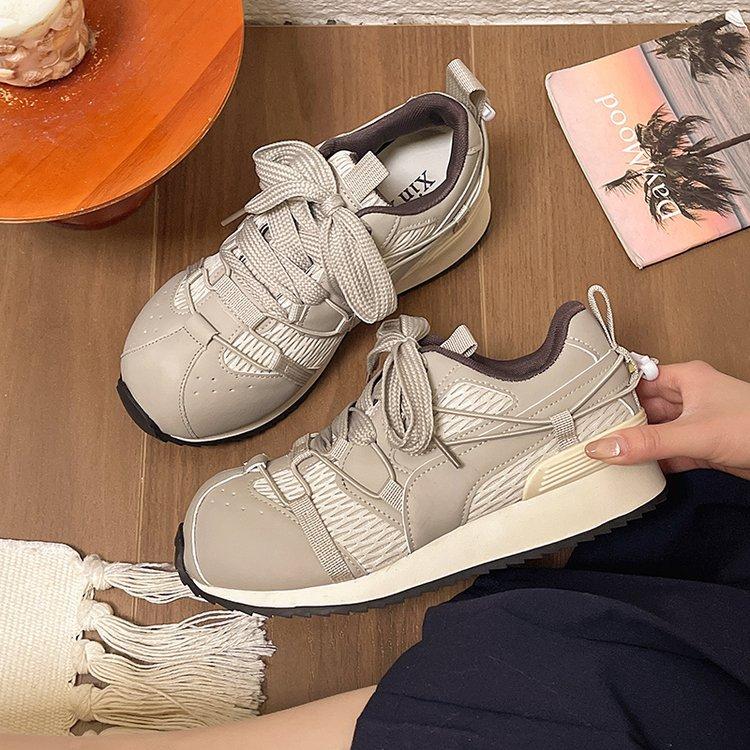 [Yushilai] Niche Waffle Forrest Gump Shoes Women's 2025 Spring New Retro Fashion Casual Versatile Sneakers