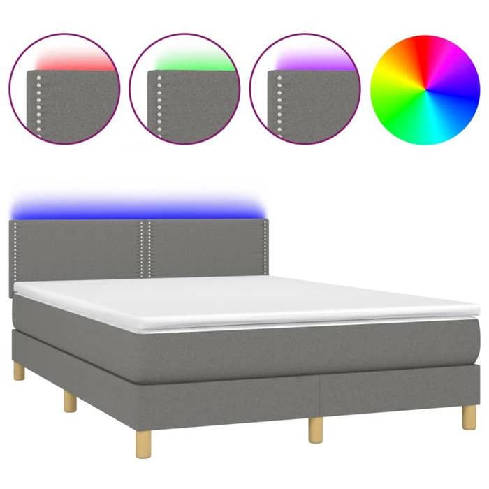 VidaXL Sommier à Lattes de Lit avec Matelas et LED, Lit Rembourré, Lit Double, Lit Adulte de Chambre à Coucher Intérieur, 3133630