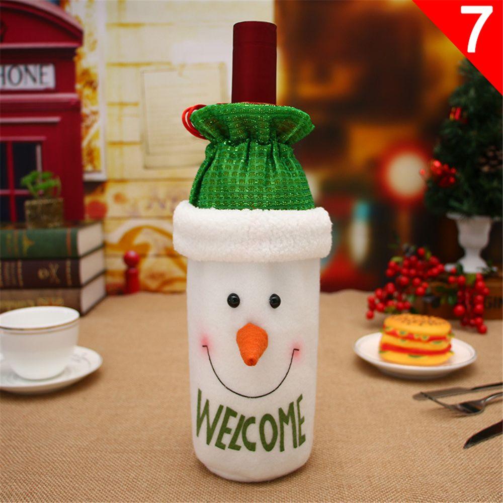 Charming Santa Claus Deer Wine Bottle Cover Bag Dinner Table Decor Champagne Package Christmas