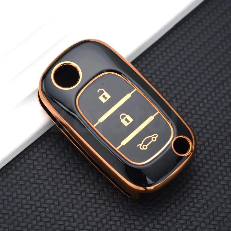 Housing Remote Fit For Renault Fluence Clio Fit For Lada Sedan Largus Kalina Granta Vesta X-Ray Xray Tpu Auto Key Fob Cover Remote Case Key Ring