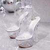 Summer 2022 Crystal Transparent Buckle Chunky High Heel Sandals: Fashionable Women's Wedding & Casual Shoes