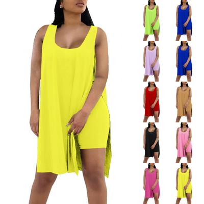 Fashion Ladies Summer Solid Color Loose Sleeveless Tops Pants Two Piece