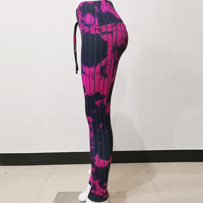 Leggings Deportivos de Capa Base para Fitness con Estampado de Líneas Abstractas Pantalones de Yoga Sexy de Cintura Alta Levanta Glúteos