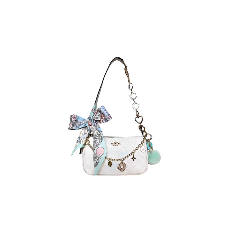 

COACH shoulder bag [Customized bag] Nolita 19 sea salt bubble hand-painted simple elegant fashion temperament versatile pearl butterfly dream prayer коричневий