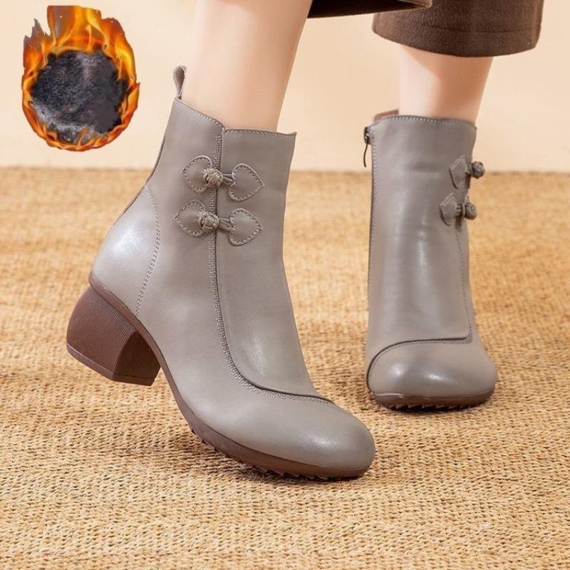 Versatile Fleece Women's Shoes for Autumn and Winter, Warm and Retro Ankle Boots for Women