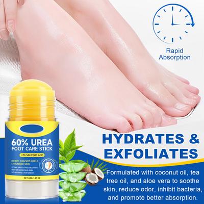 Crema Piedi all'Urea, Stick Idratante ed Esfoliante per la Cura dei Piedi, Anti-secchezza e Ragadi, Non Untuoso 40g