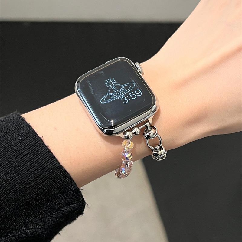 New Queen Mother Beaded Metal Bracelet for Apple Watch 10/9/8/7/SE - 654 Bead Chain