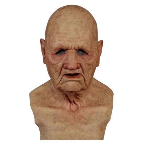 Gammal Mans Mask för Vuxna Realistisk Latex Äldre Människa Huvudtäckning med Livslika Rynkor för Halloween Maskerad Cosplay Kostymrekvisita
